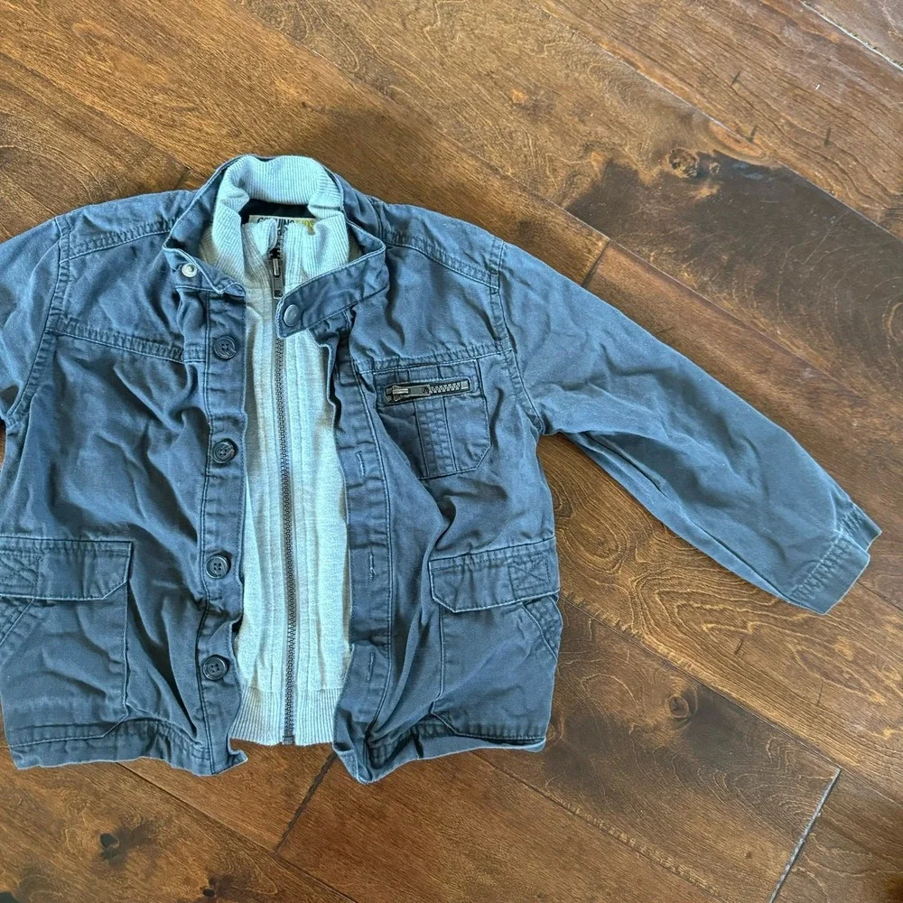 Genuine Kids Oshkosh Boys 4T Shacket‎ Jacket Sweatshirt Gray Zip Up